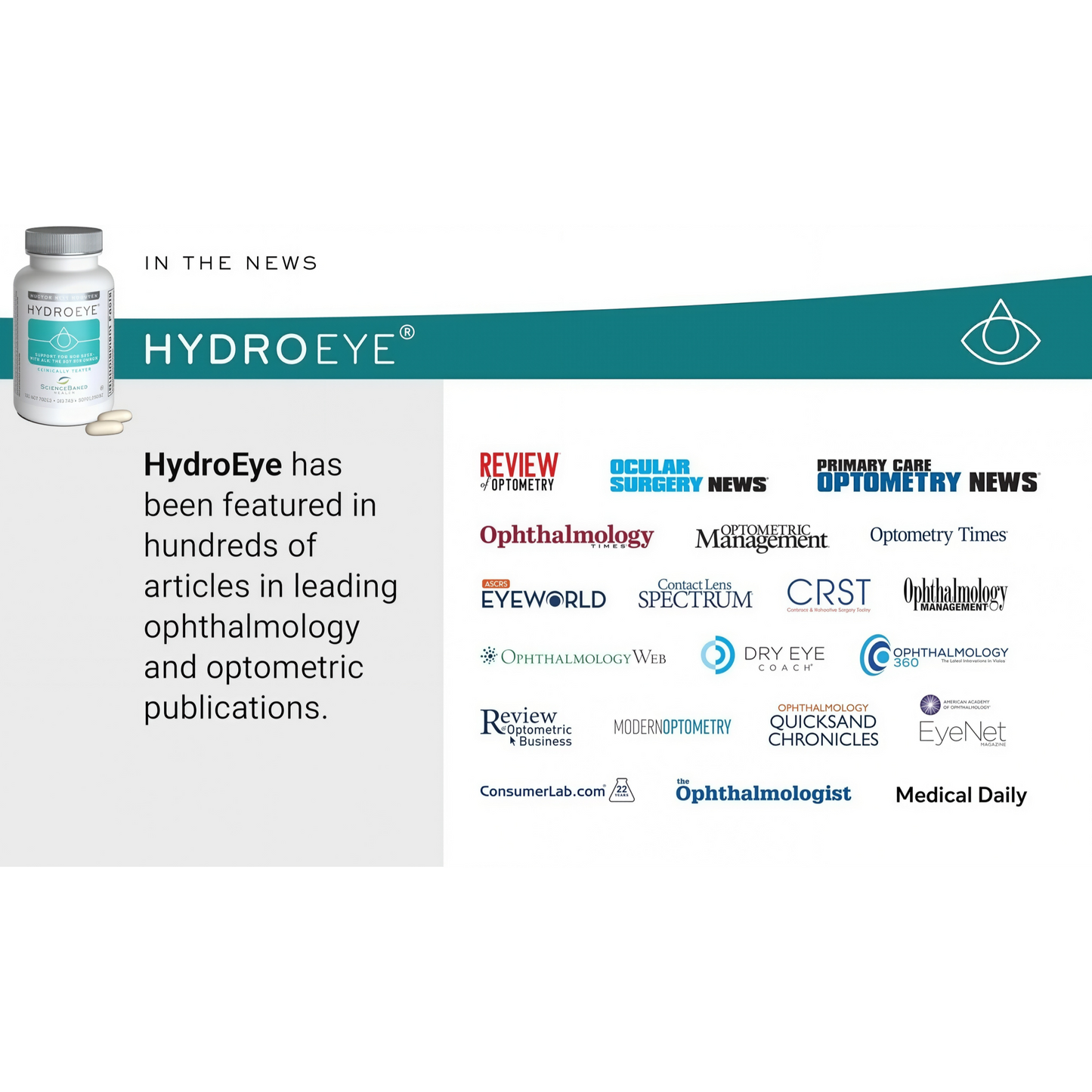 ScienceBased Health HydroEye Dry Eye Supplement – Clinically Tested Formula with GLA & Omega-3 – Supports a Healthy Tear Film for Lasting Eye Comfort – 120 Softgels
